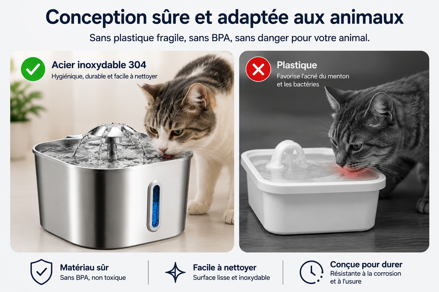 VeloraFlow™ Premium | Fontaine à eau inox 2,2L